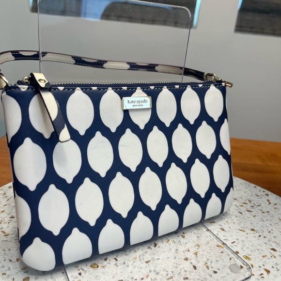 Kate Spade Blue and White Geometric Clutch - Lemon Pattern - Picture 3 of 7